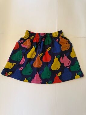 Hanna Anderson Colorful Pear Print Girls' Skirt - Navy Background Sz 110cm US 5